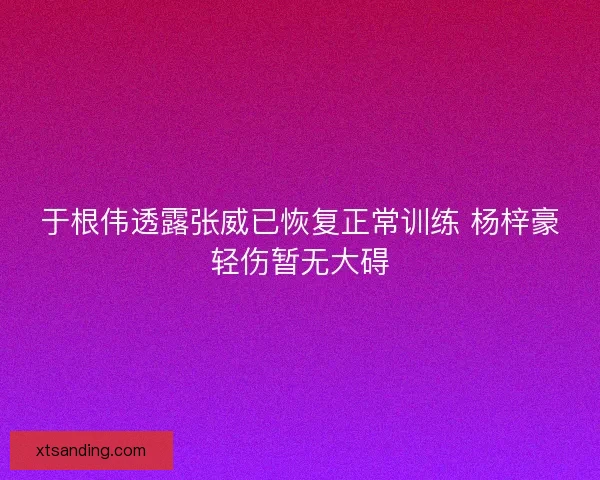 于根伟透露张威已恢复正常训练 杨梓豪轻伤暂无大碍